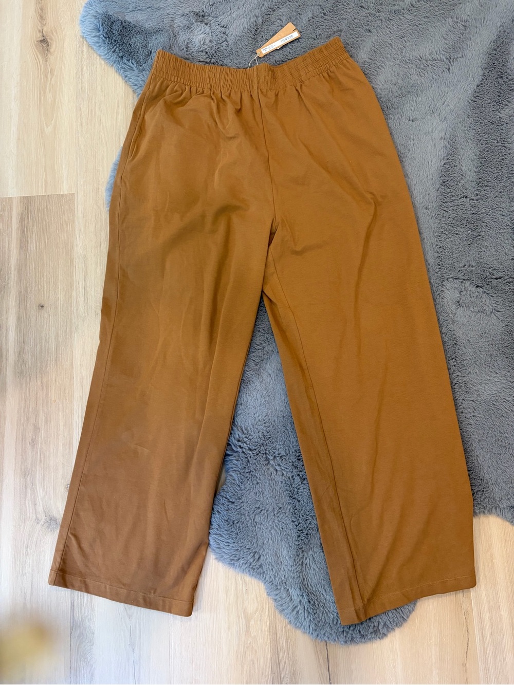 SKIMS Cotton Jersey Wide-Leg Pants in color Chai size large NWT